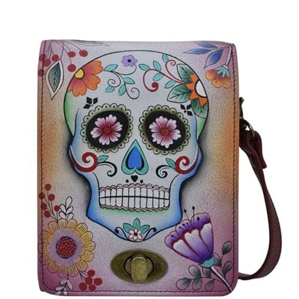 Anna Sugar Skull Leather Flap Convertible Crossbody Bag